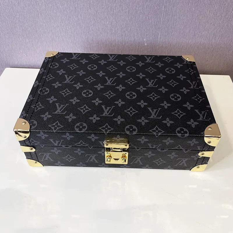 8 Slots Louis Vuitton Watch Organizer Black Leather Box And Gift Case